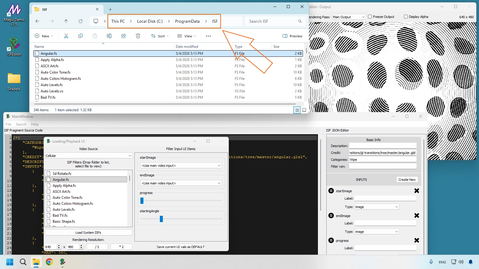 Default shader library installed by ISF Editor Desktop on Windows