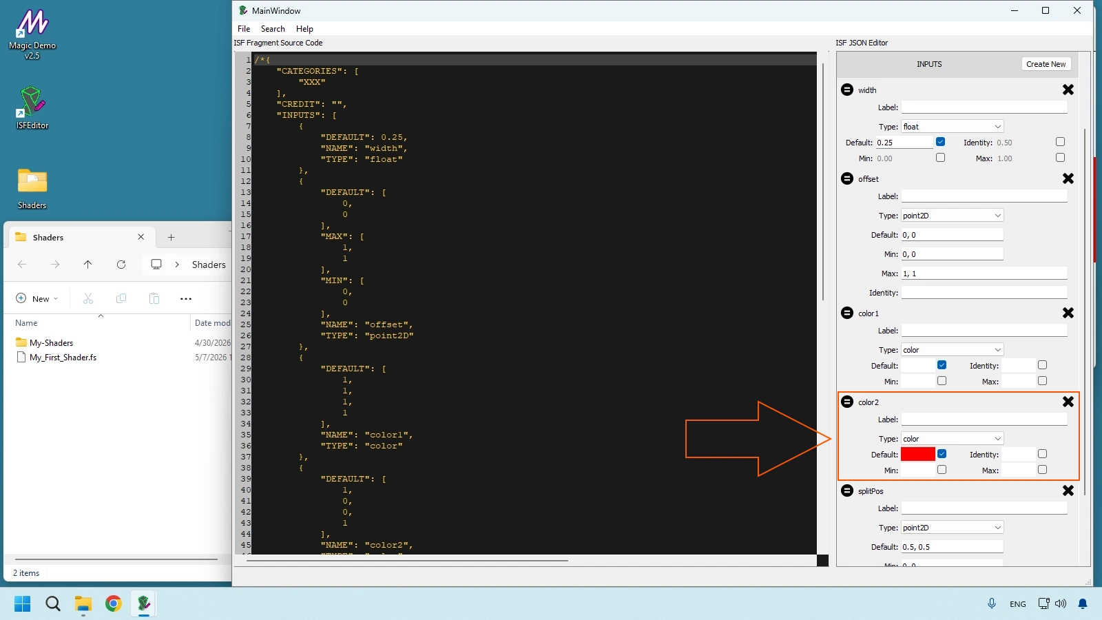 Creating a first generative shader in ISF Editor Desktop on Windows