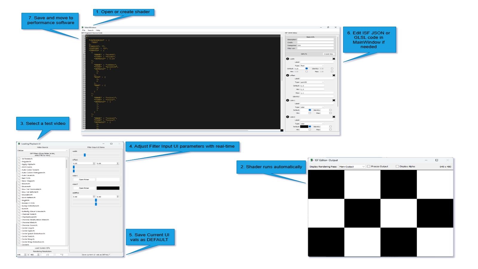 Complete ISF Desktop Editor workflow from coding to live host export